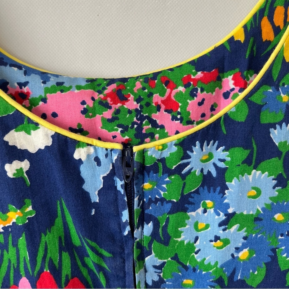 Vintage Meadowbank Blue Yellow Floral Summer Garden Dress - Picture 4 of 12